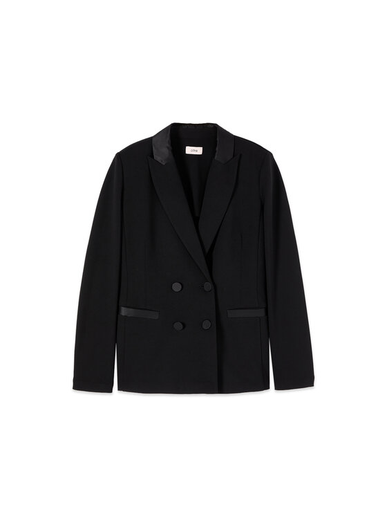 Oltre Oltre Marynarka Q782R204659N033 Czarny Regular Fit