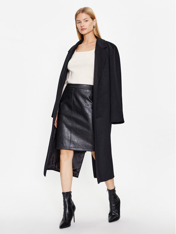 Tatuum Tatuum Φούστα από απομίμηση δέρματος Leda T2316.172 Μαύρο Slim Fit