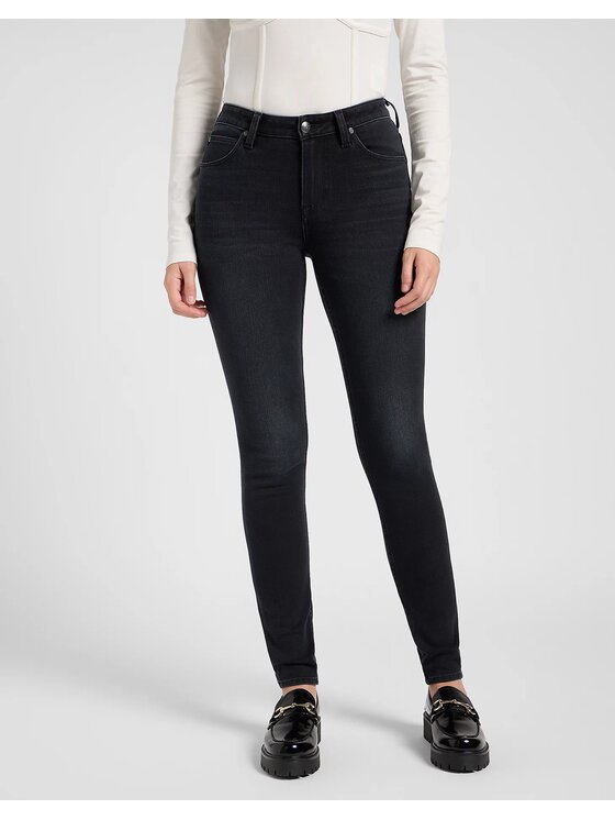 Lee Lee Jeansy SCARLETT HIGH Szary Skinny Fit