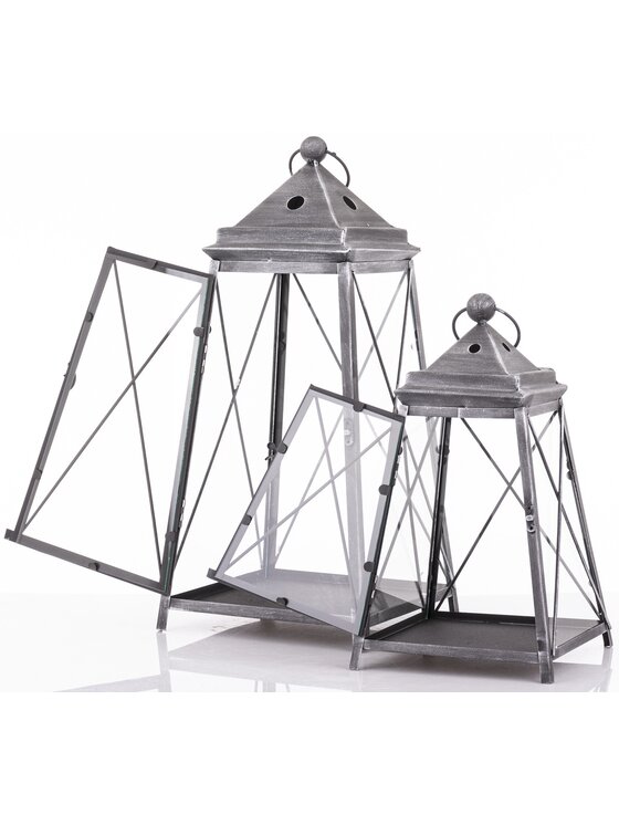 MIAhome MIAhome Lampion metalowy 2 szt. Varela Szary