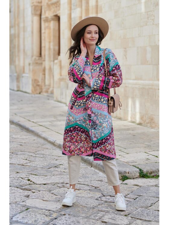 NAOKO Naoko Kabát pro přechodné období Floral RhapsodyFloral Rhapsody Barevná Regular Fit