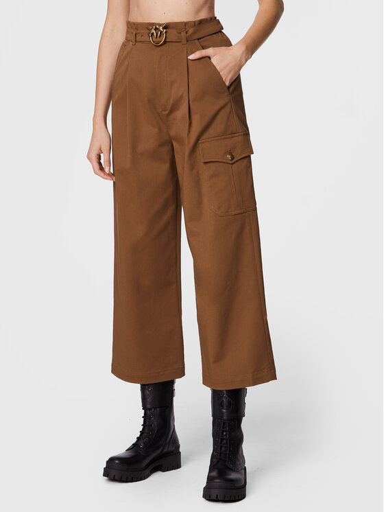 Pinko Hlače iz tkanine Page 1G189V A054 Rjava Regular Fit