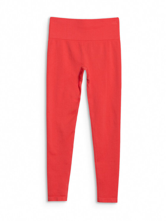4F 4F Legginsy BASIC+ Czerwony Slim Fit