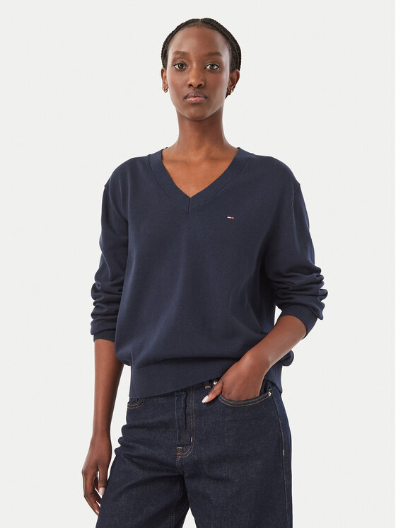 Tommy Jeans Tommy Jeans Sweter Essential DW0DW23362 Granatowy Regular Fit