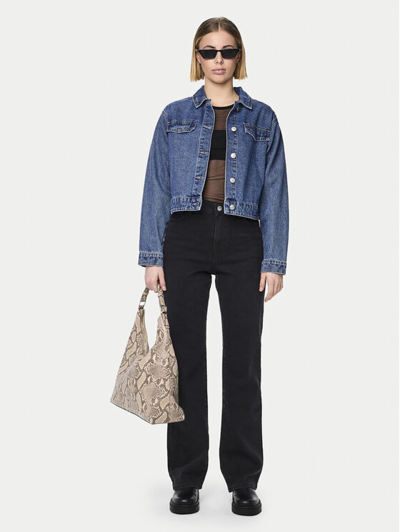 Pieces Pieces Jeansy Kelly 17147294 Czarny Straight Fit