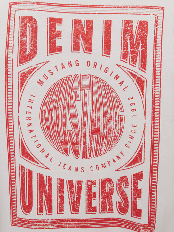 Mustang Mustang Tričko Akron 1016869 Écru Relaxed Fit