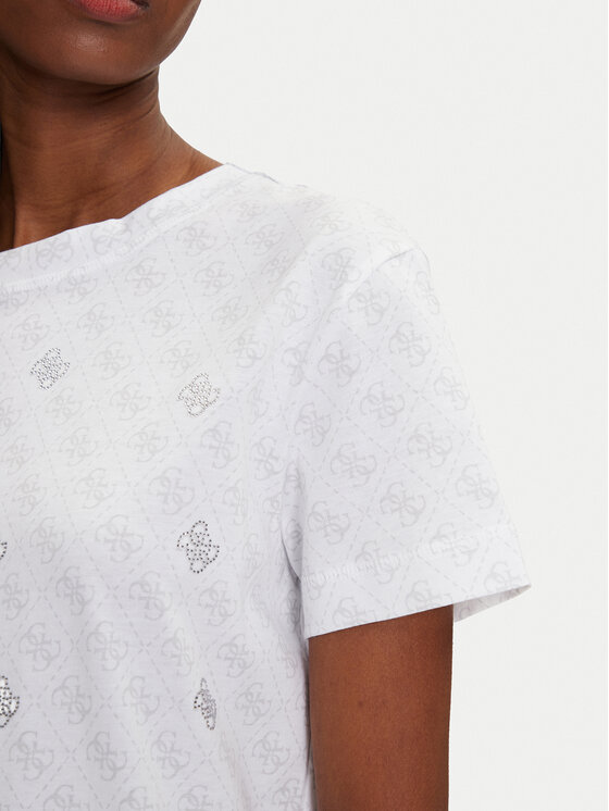 Guess Guess Tricou V5GI16 I3Z14 Alb Regular Fit