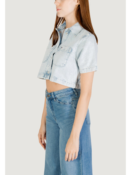 Tommy Jeans Tommy Jeans Camicia CROPPED SS SHIRT CI6 Blu Cropp Fit