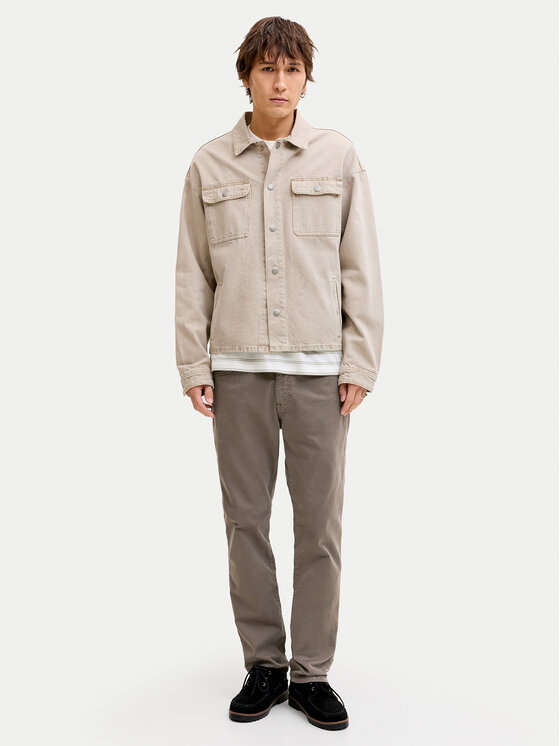 Jack & Jones Jack & Jones Kalhoty z materiálu Clark Finn 12293328 Hnědá Regular Fit