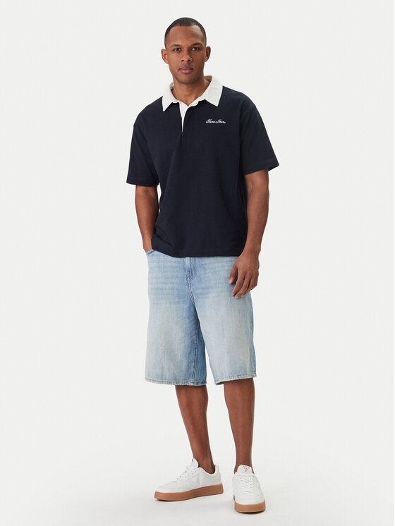 Guess Jeans Guess Jeans Тениска с яка и копчета M6GP13 KCYM1 Тъмносин Oversize