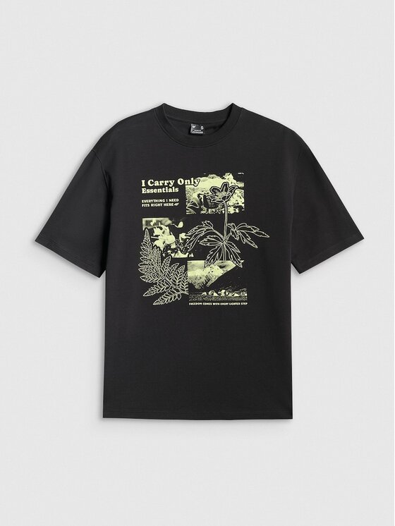 4F 4F T-Shirt CAMP Czarny Loose Fit