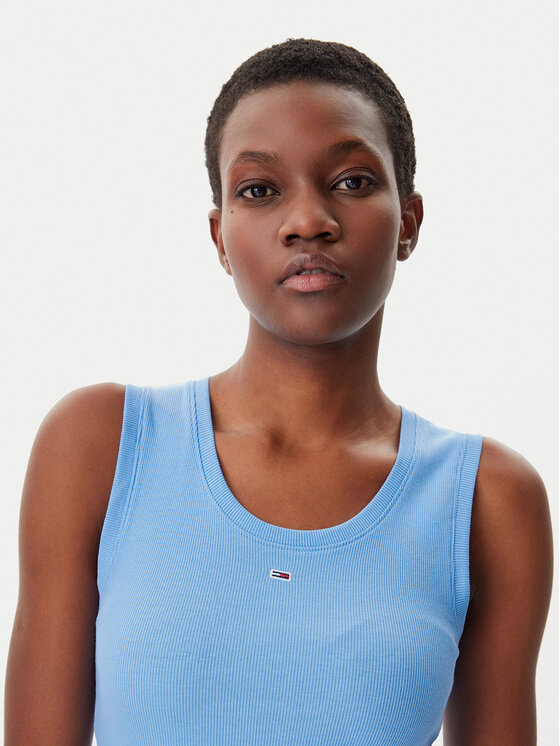 Tommy Jeans Tommy Jeans топ Essential DW0DW20673 Светлосиньо Slim Fit