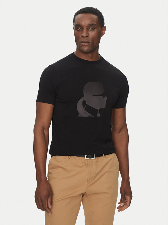Męski T-Shirt KARL LAGERFELD, Rozmiar L, Czarny, 755054 552221