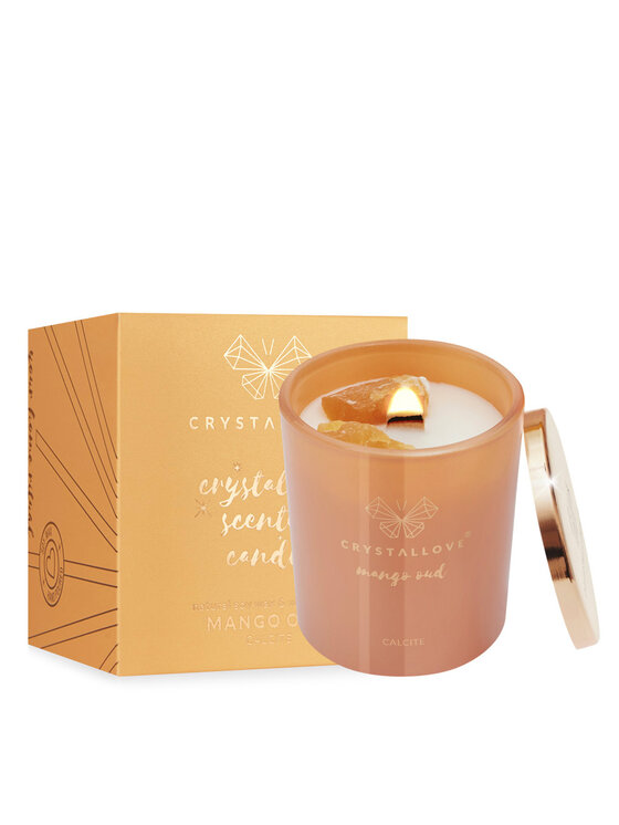Crystallove Crystallove Świeca zapachowa Świeca sojowa z kalcytem Pomarańczowy