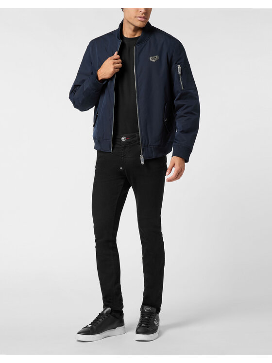 PHILIPP PLEIN PHILIPP PLEIN Kurtka bomber 25601 Granatowy Regular Fit