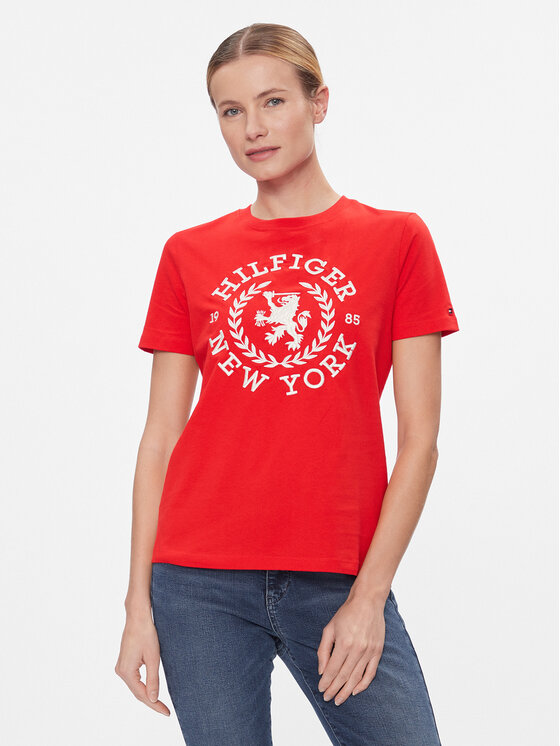 T-Shirt Tommy Hilfiger, Größe XS Rot Reg Crest C-Nk Tee Ss WW0WW41058