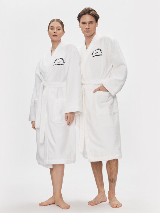 Bademantel KARL LAGERFELD, Größe L Weiß Unisex 215M2180
