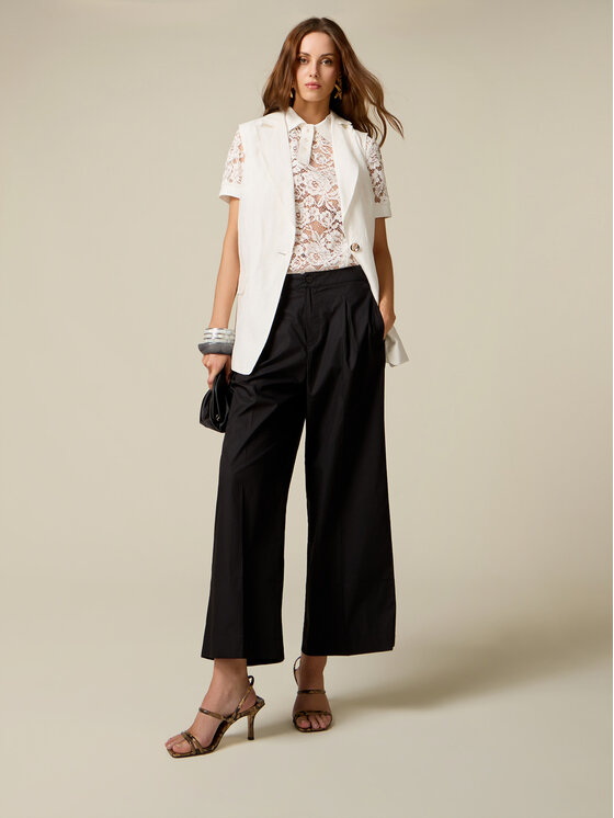 Oltre Oltre Spodnie materiałowe P023R008886N033 Czarny Baggy Fit