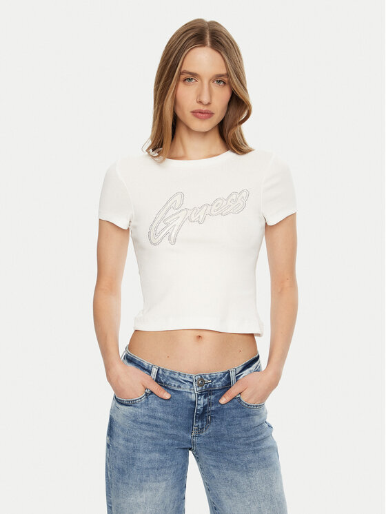 Guess Guess T-Shirt W5RI68 KA0H1 Biały Regular Fit