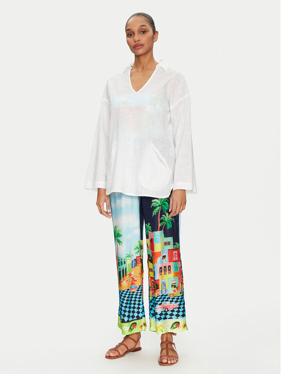 Seafolly Seafolly Tunika Longline 55434-TO Biela Relaxed Fit