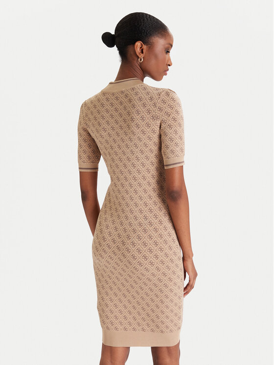 Guess Guess Трикотажна сукня W3YK39 Z37K0 Бежевий Slim Fit
