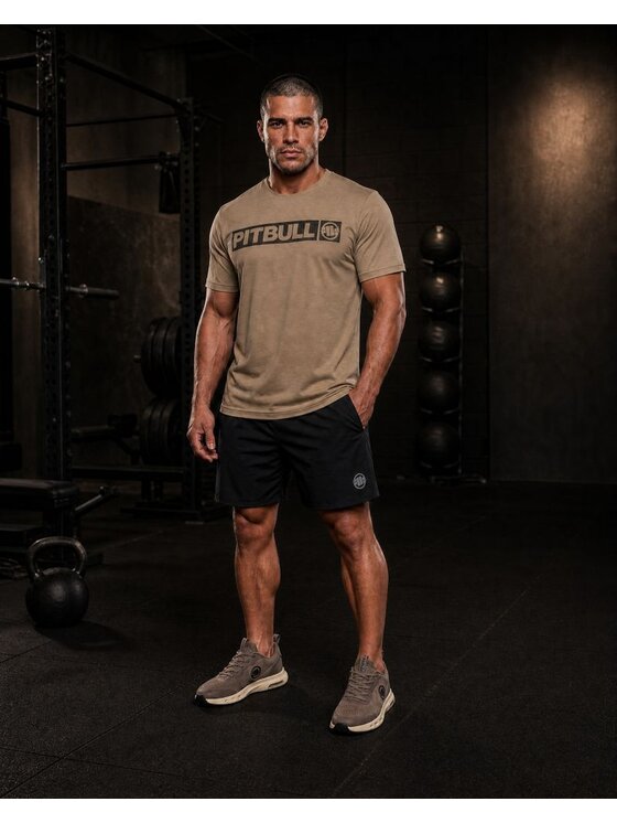 PITBULL PITBULL Koszulka techniczna Casual Sport HILLTOP Brązowy Regular Fit