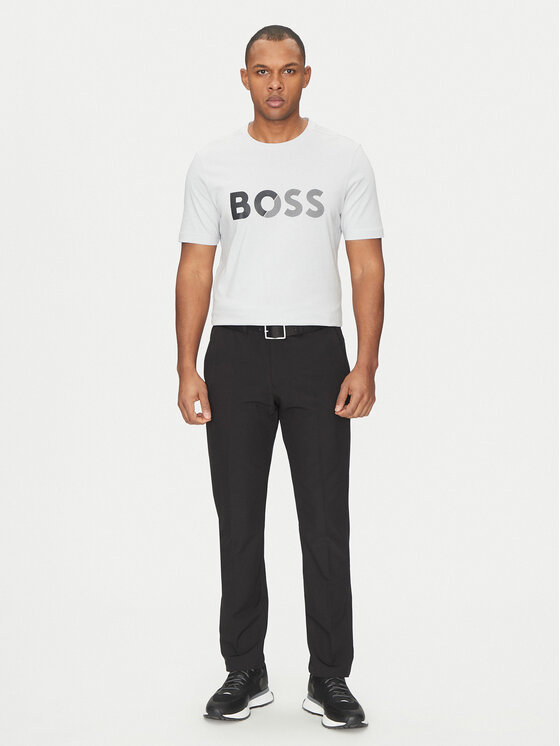 BOSS BOSS T-Shirt Tape Logo 50530990 Szary Regular Fit
