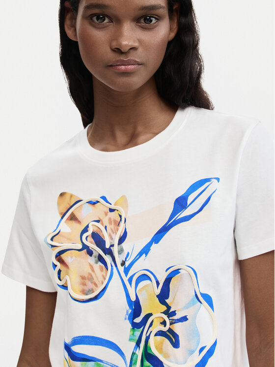 Desigual Desigual T-Shirt Zurich 26SWTK38 Bílá Regular Fit
