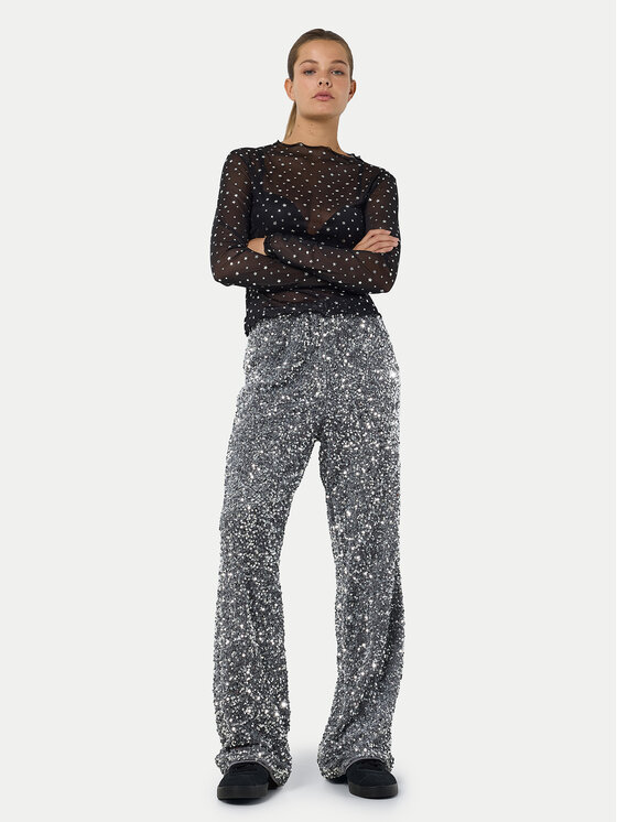 Noisy May Noisy May Spodnie materiałowe Mia 27032396 Srebrny Loose Fit