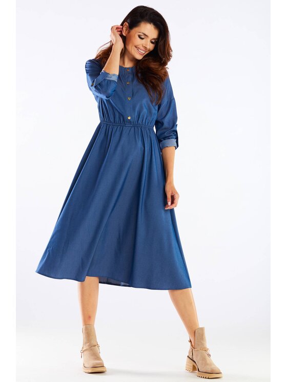 Awama Awama Vestito estivo A452 Blu Basic Fit
