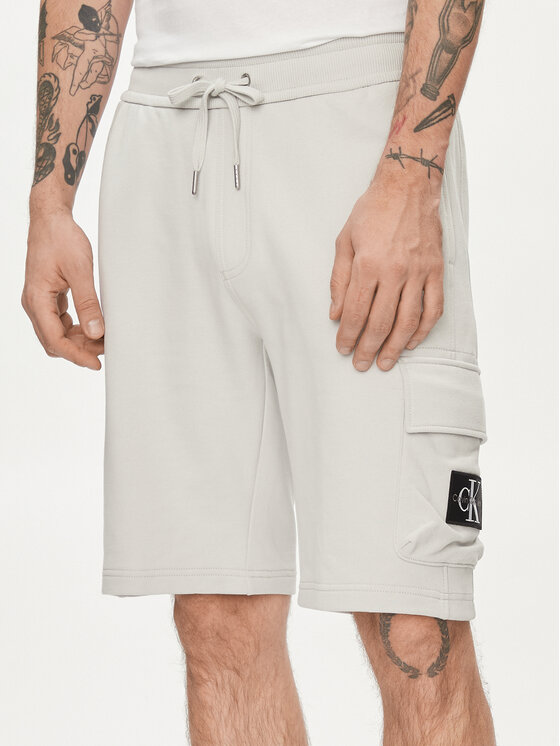 Férfi Sport rövidnadrág Calvin Klein Jeans, Méret: S, Szürke, Monologo Badge J30J325132