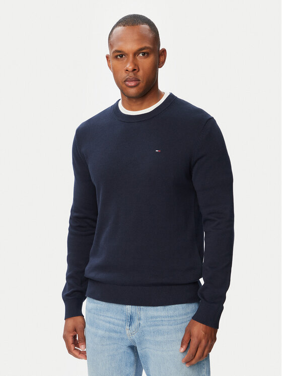 Tommy Jeans Pulover Essential DM0DM22853 Bleumarin Slim Fit