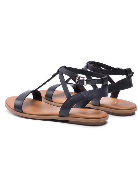 Tommy Hilfiger Tommy Hilfiger Сандали Feminine Leather Flat Sandal FW0FW05628 Черен