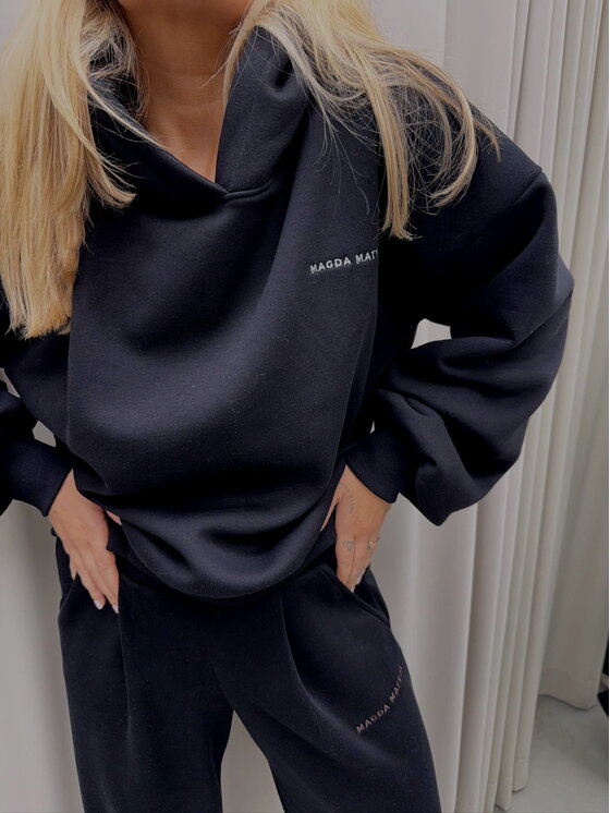 Magda Matyja Magda Matyja Bluza HOODIE BLACK Czarny Oversize