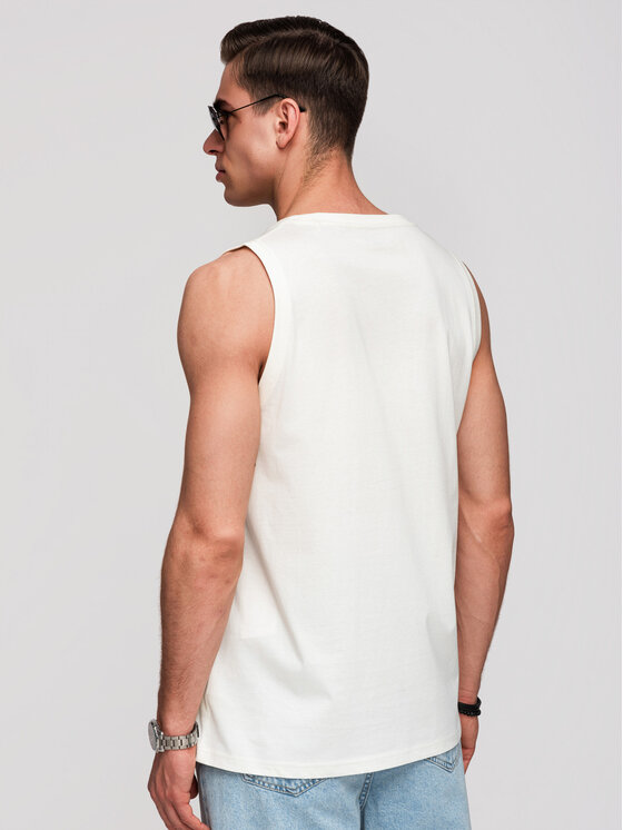 Ombre Ombre Tank top OM-TSBT-0272 Biały Regular Fit
