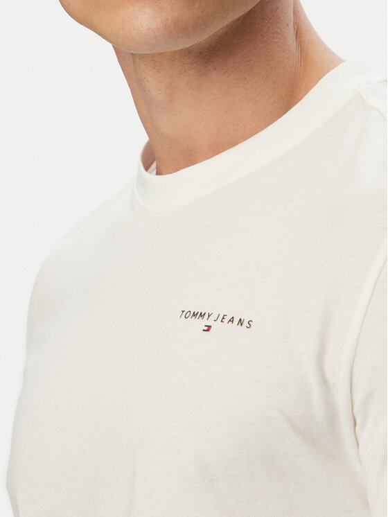 Tommy Jeans Tommy Jeans Marškinėliai Linear Chest DM0DM21780 Écru Slim Fit