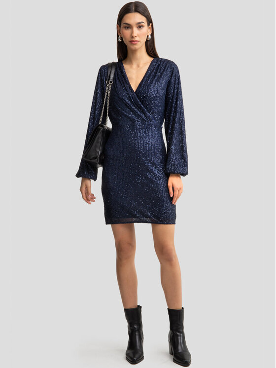BIG STAR BIG STAR Sukienka wieczorowa LORETA_403_340 Granatowy Basic Fit