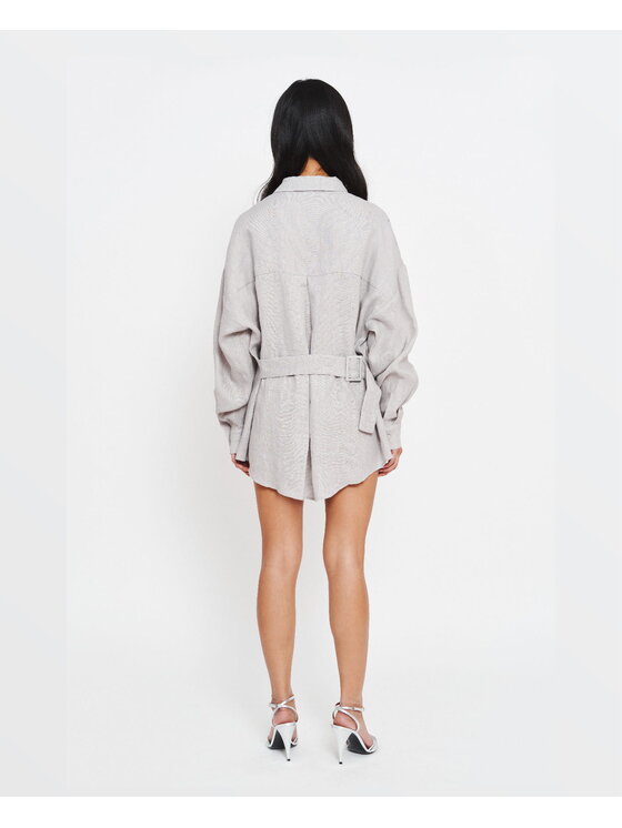 BENU BENU Koszula Lniana Szary Oversize