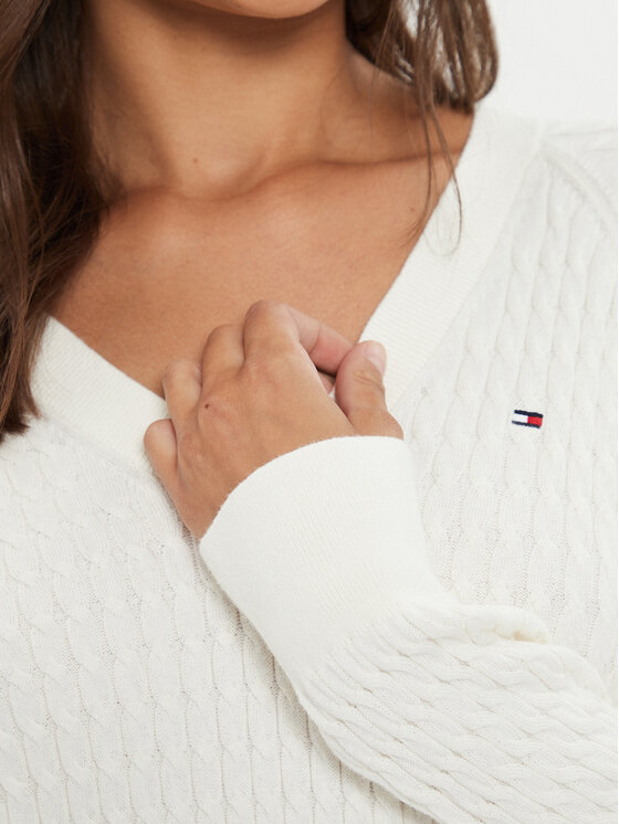 Tommy Hilfiger Tommy Hilfiger Džemper WW0WW43093 Écru Regular Fit