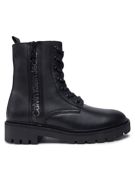 Calvin Klein Jeans Členková obuv Combat Mid Laceup Zip Wn YW0YW01035 Čierna