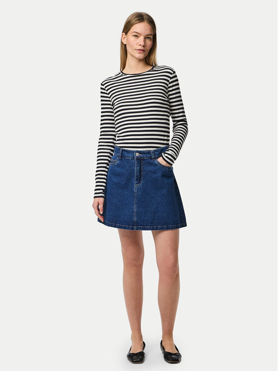Pieces Pieces Džínsová sukňa Abbi 17154546 Tmavomodrá Regular Fit