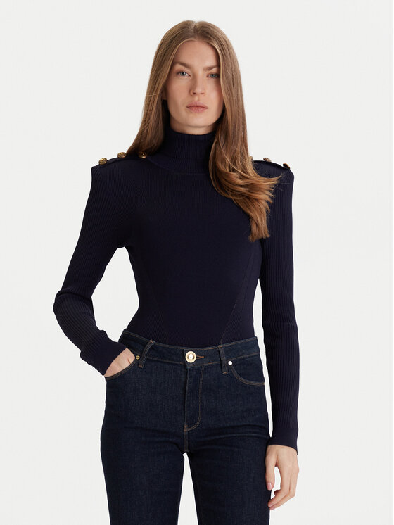 Gaudi Gaudi Bluză cu gât 521FD53037 Bleumarin Regular Fit