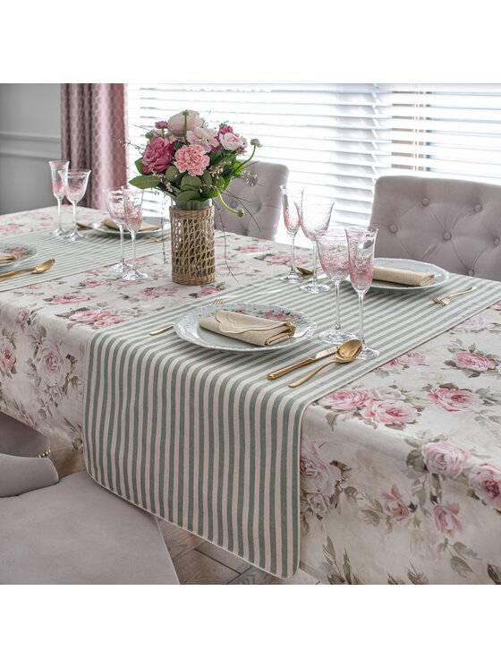 Roseberry Home Roseberry Home Bieżnik dwustronny Roselle & Stripes Srebrny