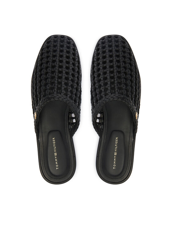Tommy Hilfiger Tommy Hilfiger Klapki Hilfiger Leather Mix Flat Mule FW0FW09280 Czarny
