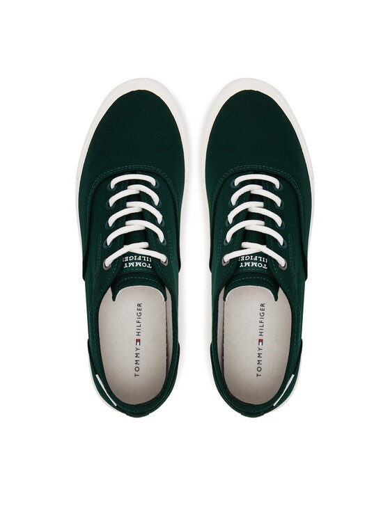 Tommy Hilfiger Tommy Hilfiger Tenisówki Th Hi Vulc Low Oxford Twill FM0FM05400 Zielony