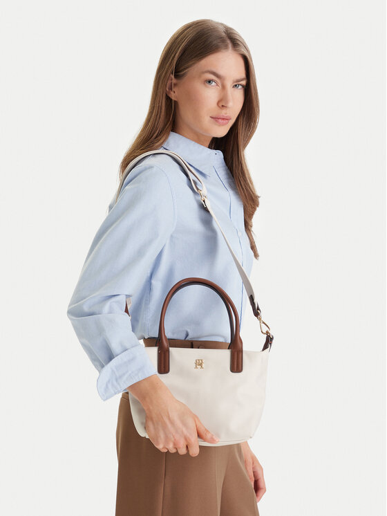 Tommy Hilfiger Tommy Hilfiger Дамска чанта Popette Mini Tote AW0AW17709 Кремав
