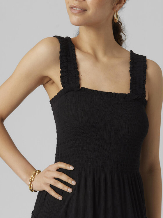 Vero Moda Vero Moda Sukienka letnia Menny 10282481 Czarny Regular Fit