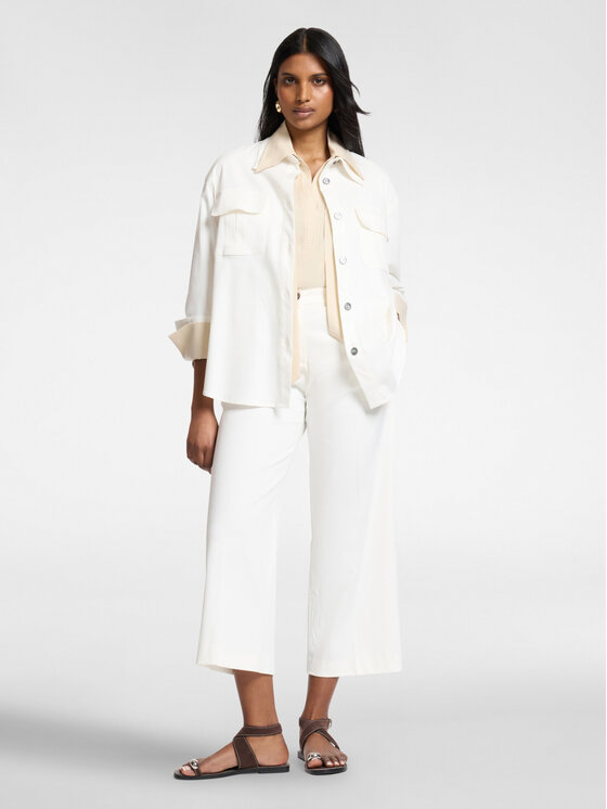Elena Mirò Elena Mirò Spodnie materiałowe P020P000470N011 Biały Cropp Fit