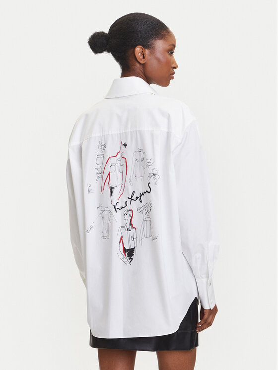 KARL LAGERFELD KARL LAGERFELD Πουκάμισο A3W11040 Λευκό Relaxed Fit