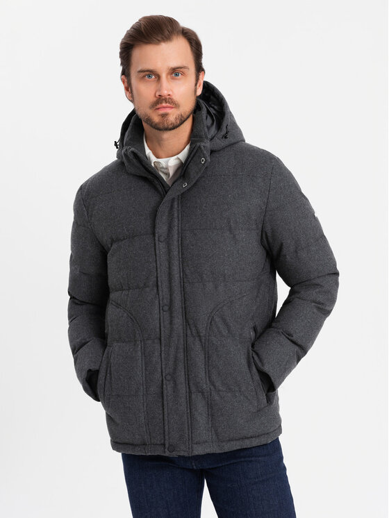 Ombre Ombre Kurtka puchowa OM-JAHP-0203 Czarny Regular Fit